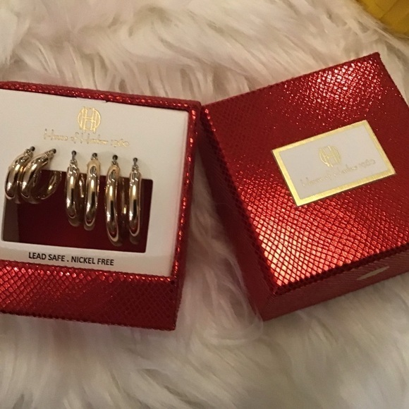 House of Harlow 1960 3 gold color hoops 1.25”TO 1/2” Lead safe, Nickel free NWT - Picture 3 of 4